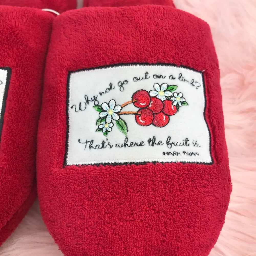 NWOT Fuzzy Red Slippers - Picture 1 of 15